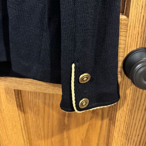 St. John Collection Black Santana Knit Blazer with Gold Trim – Size 12 - Picture 10 of 10
